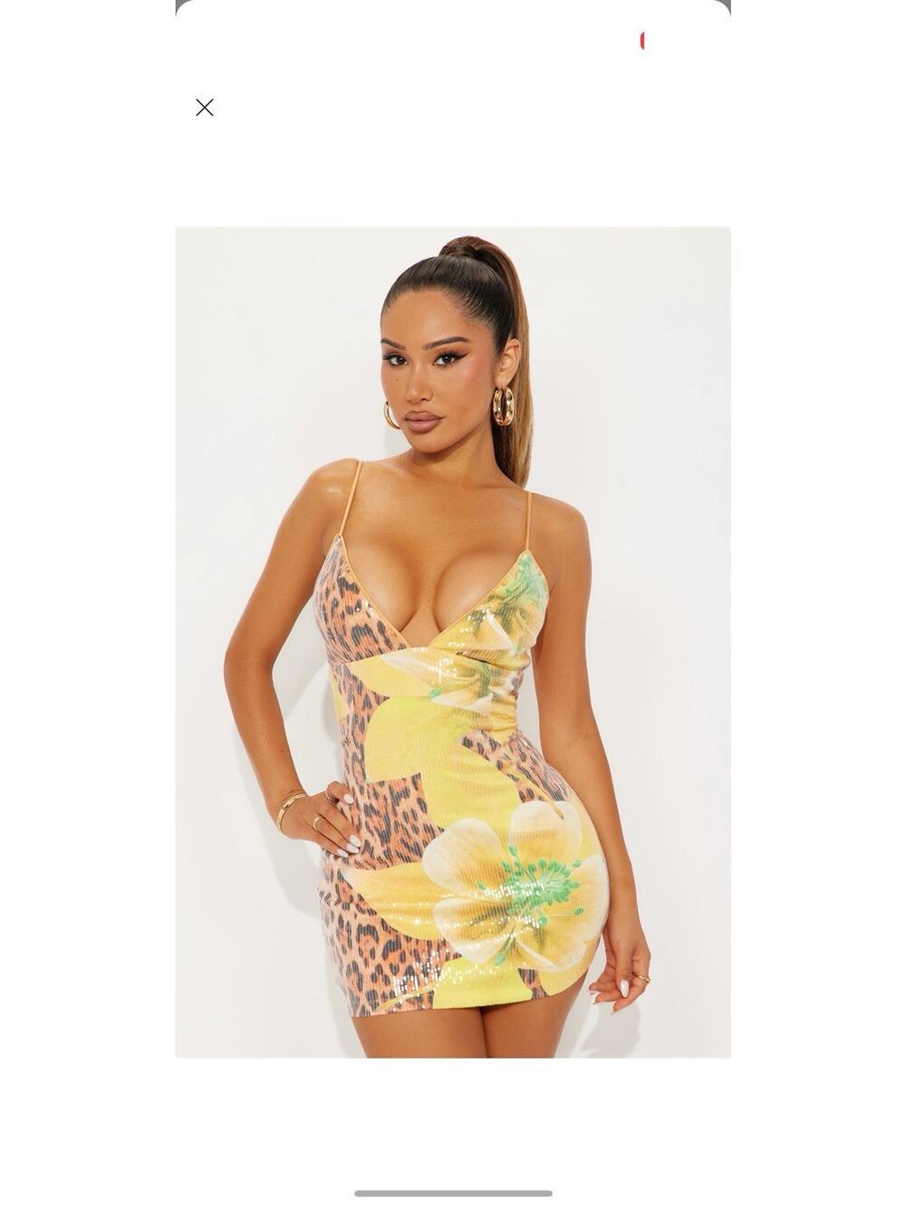 Reyna Sequin Leopard Triangle Mini Dress – Leopard – Size XL